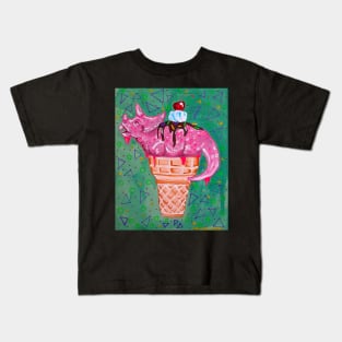 Strawberry Triceratops Ice Cream Cone Kids T-Shirt